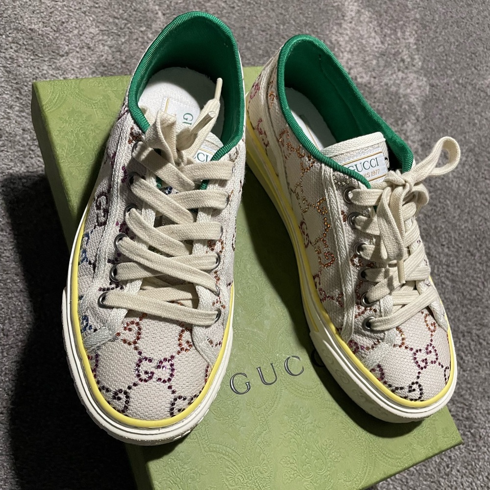 Gucci 1977 sparkle classic gg logo tennis shoes